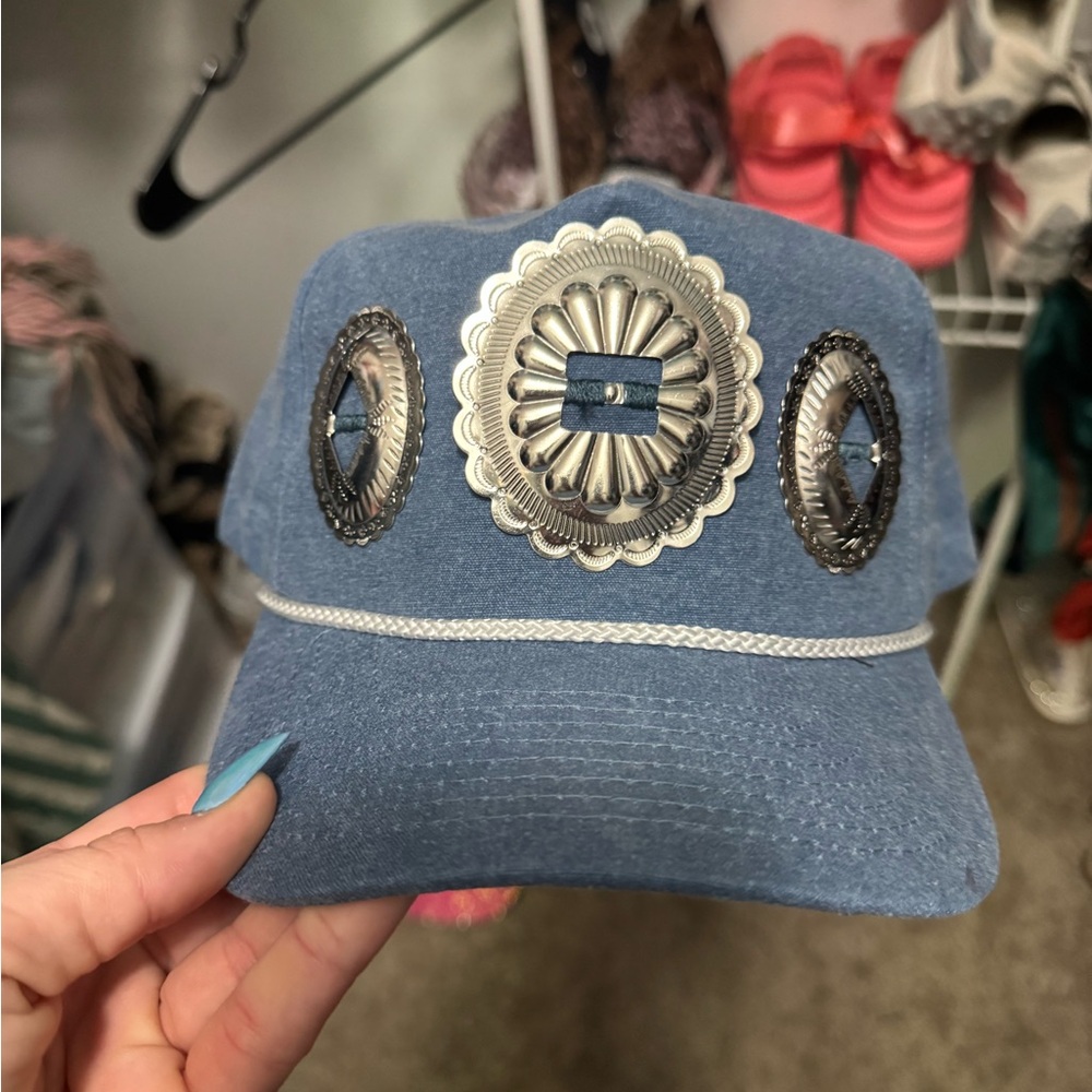 Concho denim hat